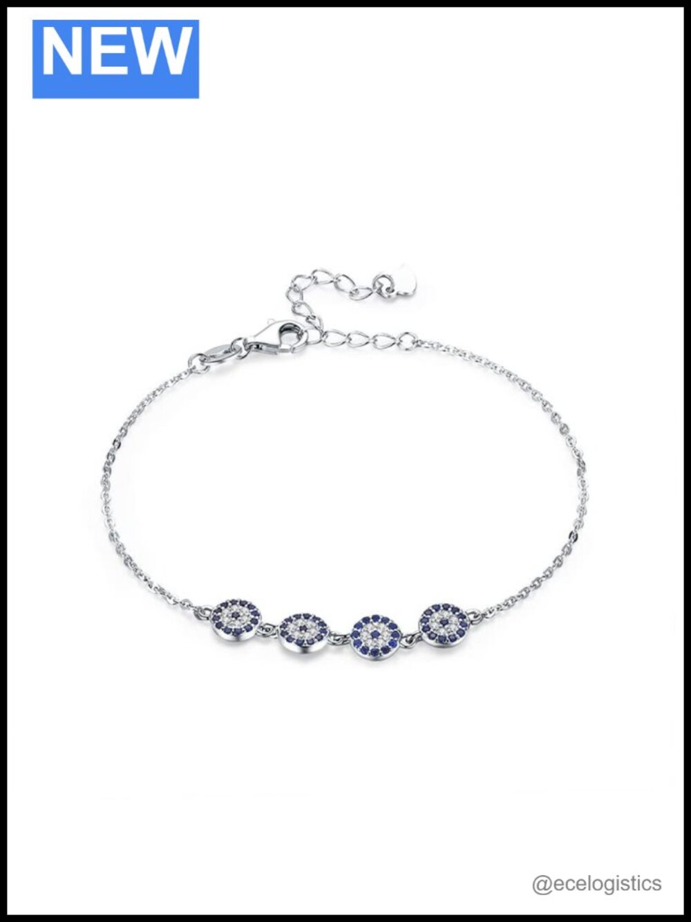 14K Gold Over 925 Sliver Moissanite Evil Eye Bracelet